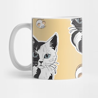 Black And White Cat And Mouse Pattern Mug